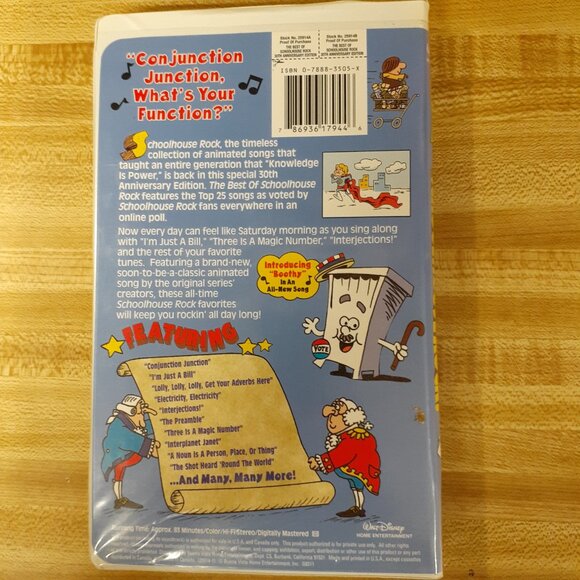 Disney's Best of School House Rock VHS Clamshell Conjunction Junction 25 Songs - Picture 2 of 9